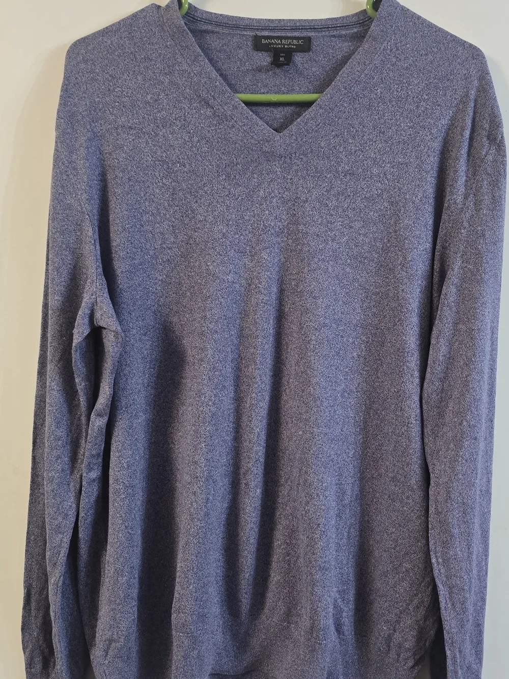 Banana Republic Men's V-Neck Sweater Luxury Blend - Heather Purple-Blue TALL XL